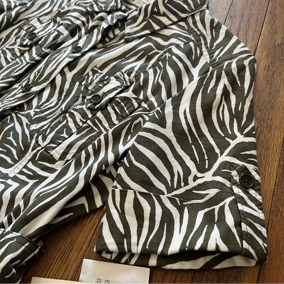 Jones New York Sport Short Sleeve Shirt Dress Belt Animal Stripes Print Pockets - Picture 9 of 9